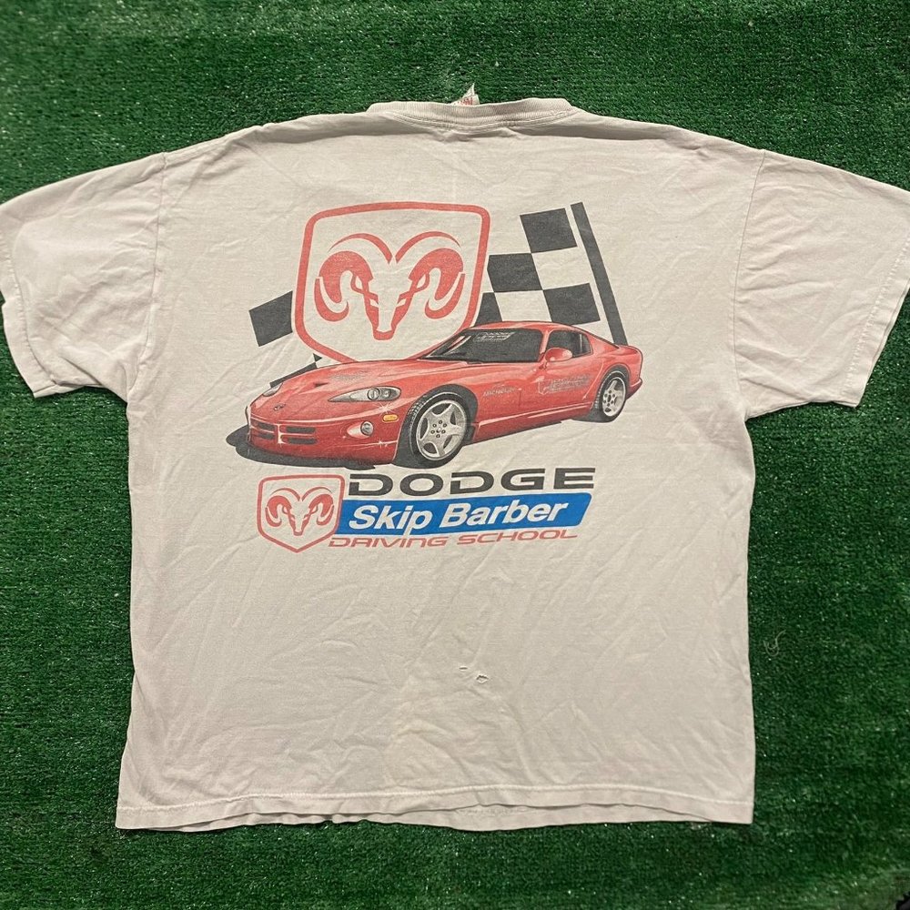 Vintage Y2K Skip Barber Driving School T-Shirt Dodge Viper Boxy Gray XL Grunge